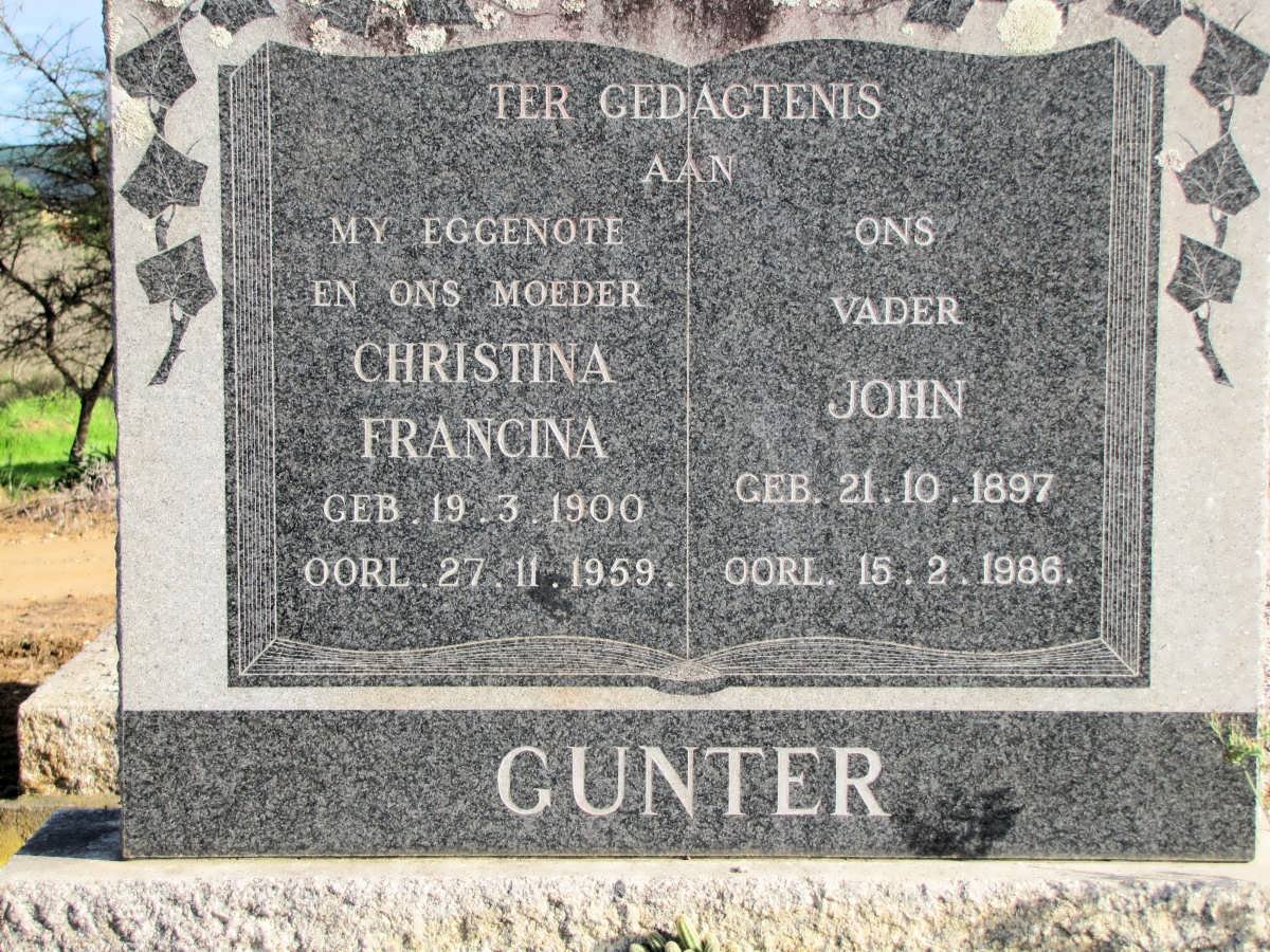 GUNTER John 1897-1986 &amp; Christina Francina 1900-1959