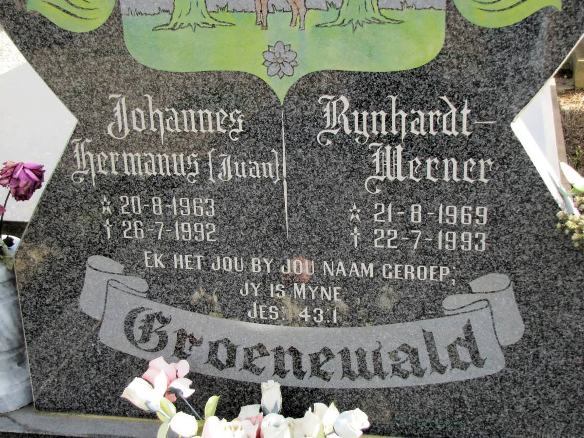 GROENEWALD Johannes Hermanus 1963-1992 :: GROENEWALD Rynhardt Werner 1969-1993 