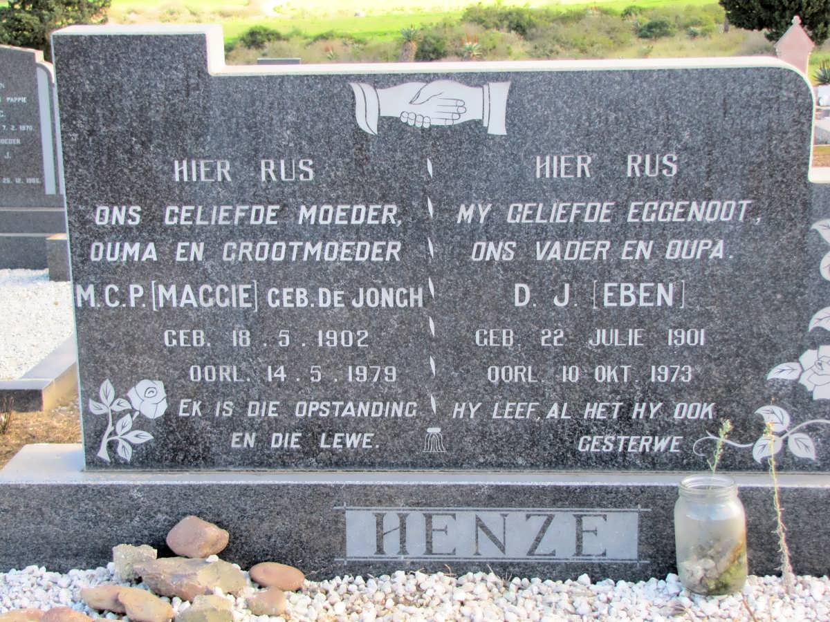HENZE D.J. 1901-1973 &amp; M.C.P. de JONGH 1902-1979