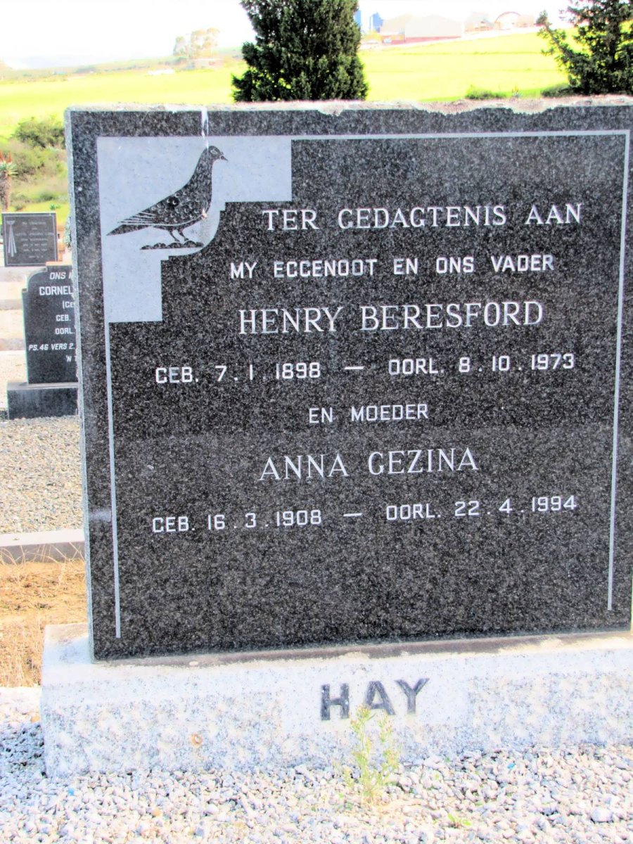 HAY Henry Beresford 1898-1973 &amp; Anna Gezina 1908-1994