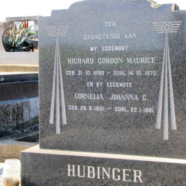 HUBINGER Richard Gordon Maurice 1896-1970 &amp; Cornelia Johanna C. 1901-1981