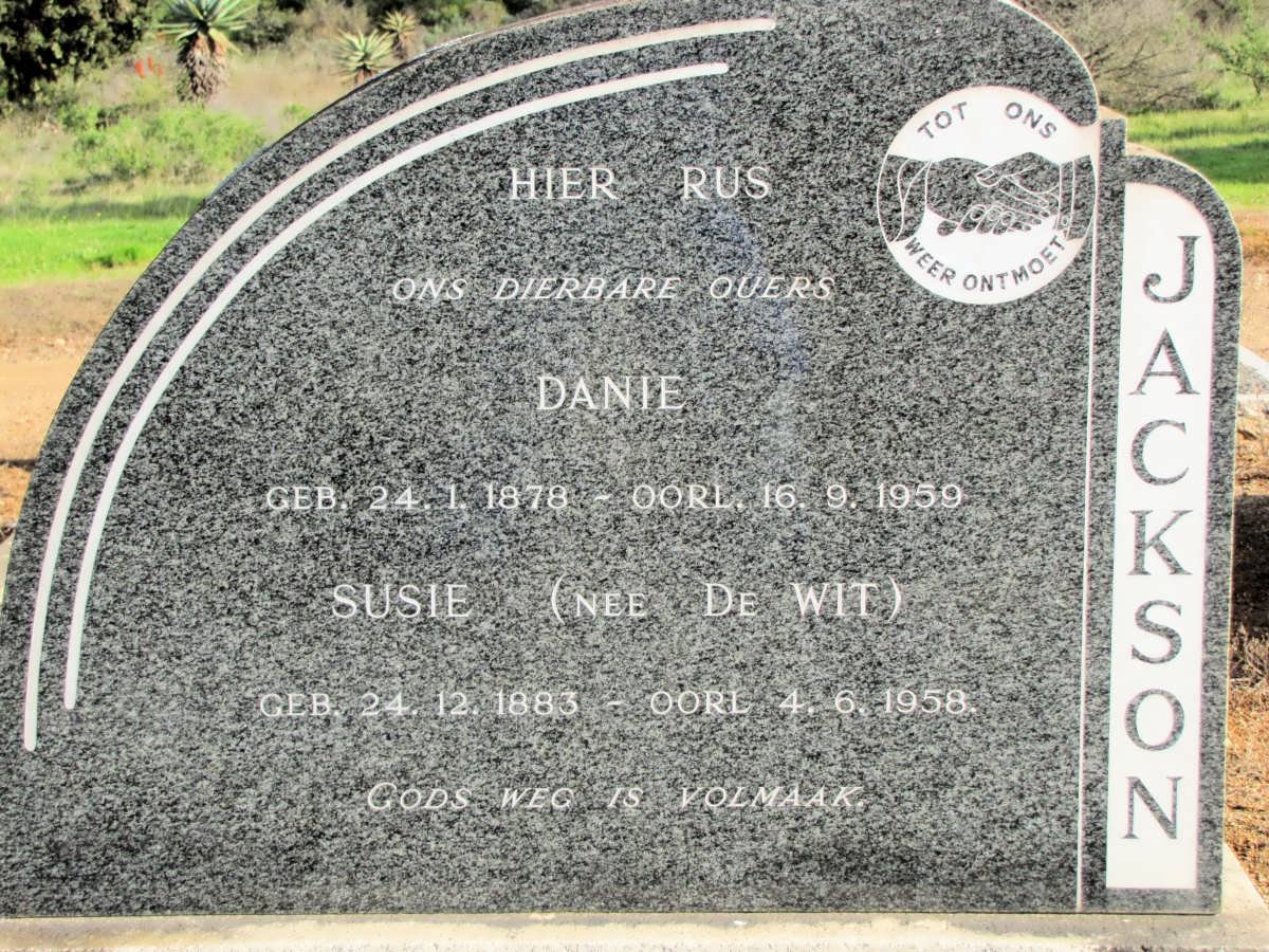 JACKSON Danie 1878-1959 &amp; Susie DE WIT 1883-1958
