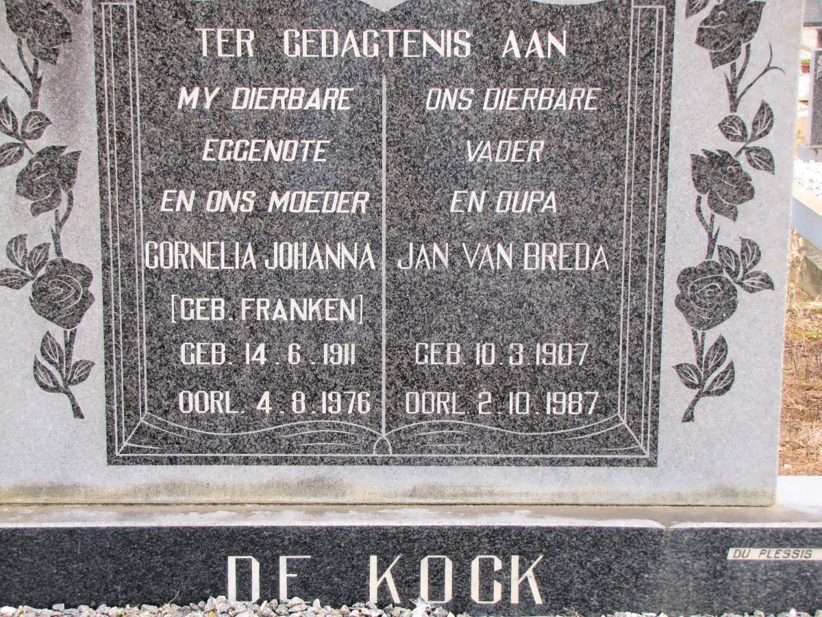 KOCK Jan van Breda, de 1907-1987 &amp; Cornelia Johanna FRANKEN 1911-1976