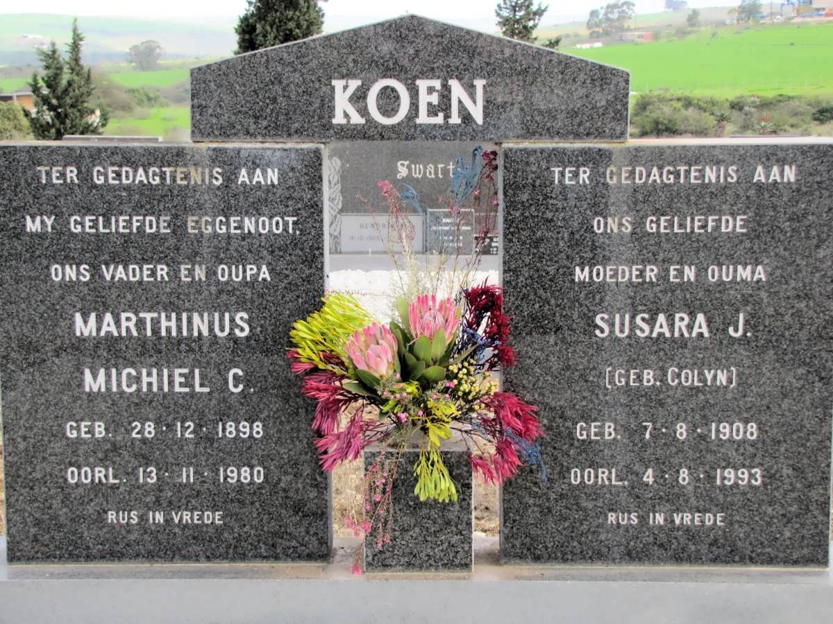 KOEN Marthinus Michiel C. 1898-1980 &amp; Susara J. Colyn 1908-1993