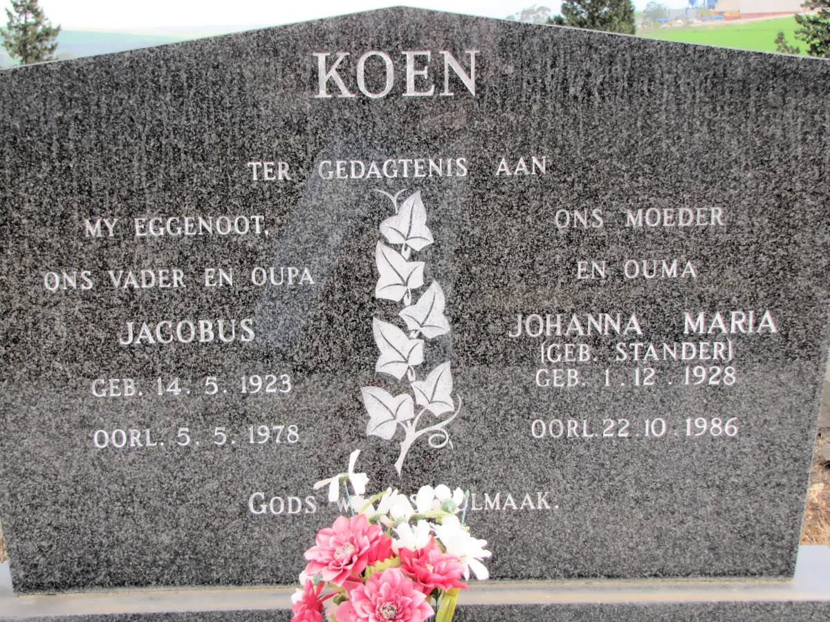 KOEN Jacobus 1923-1978 &amp; Johanna Maria STANDER 1928-1986
