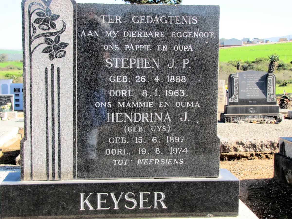 KEYSER Stephen J.P. 1888-1963 &amp; Hendrina J. UYS 1897-1974