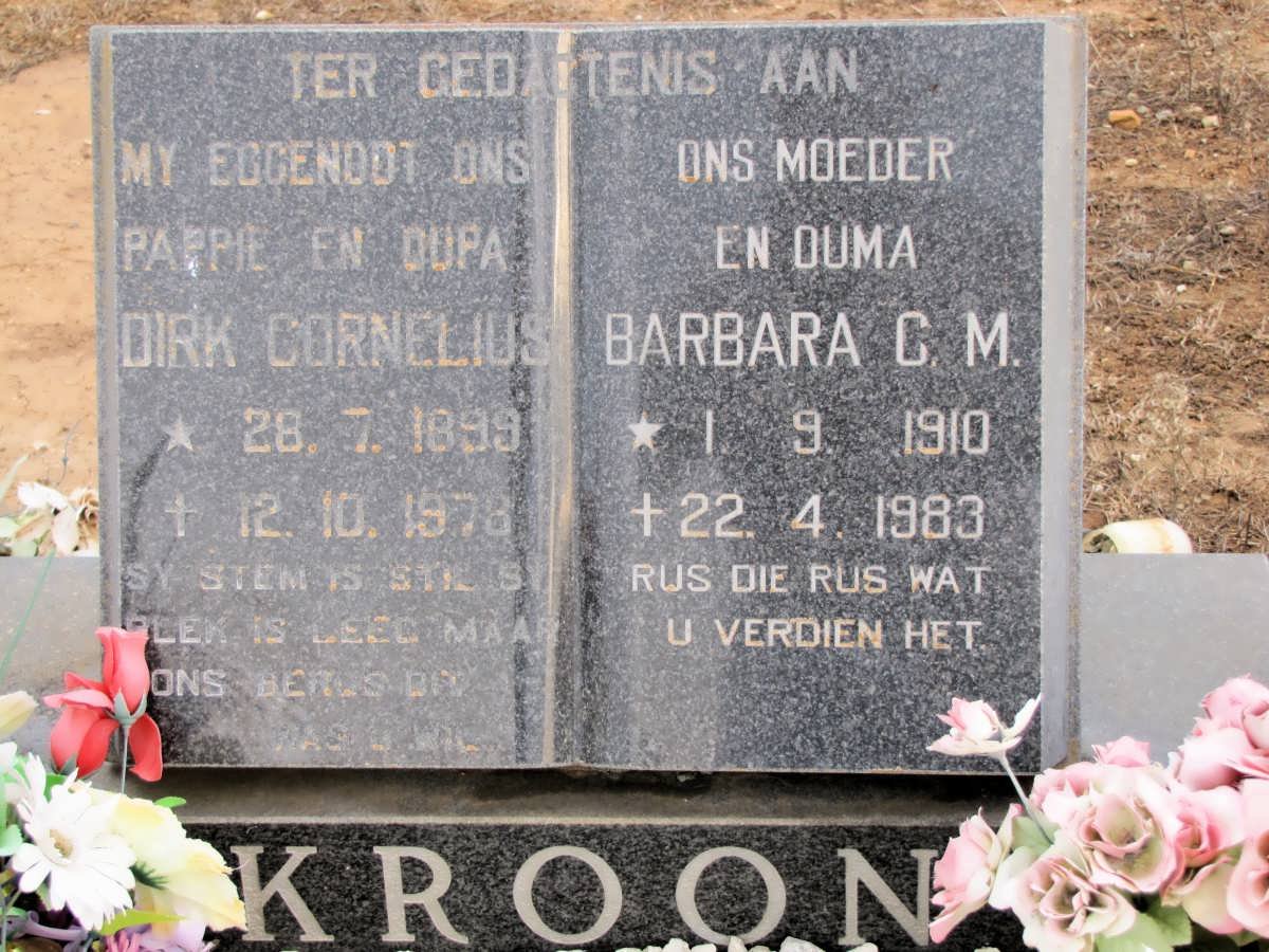 KROON Dirk Cornelius 1899-1978 &amp; Barbara C.M. 1910-1983