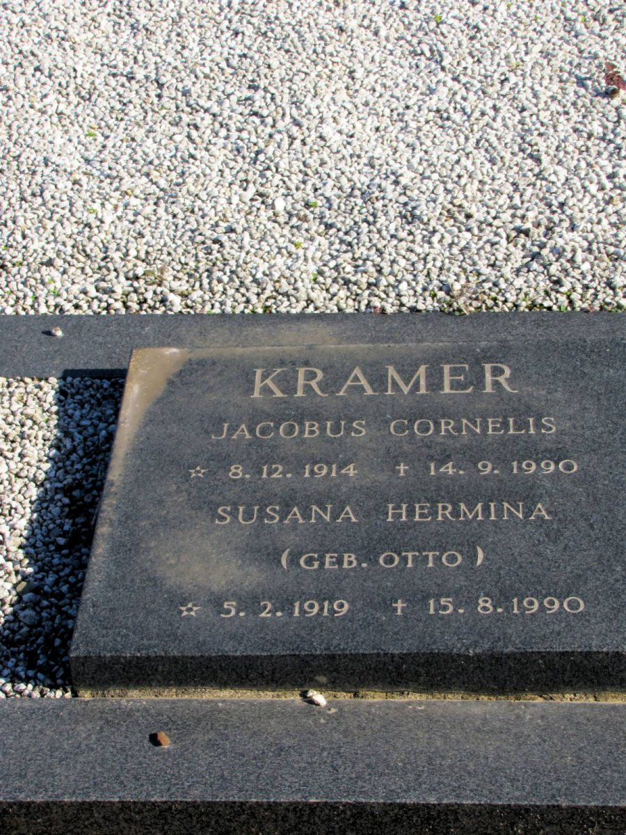 KRAMER Jacobus Cornelis 1914-1990 &amp; Susana Hermina OTTO 1919-1990