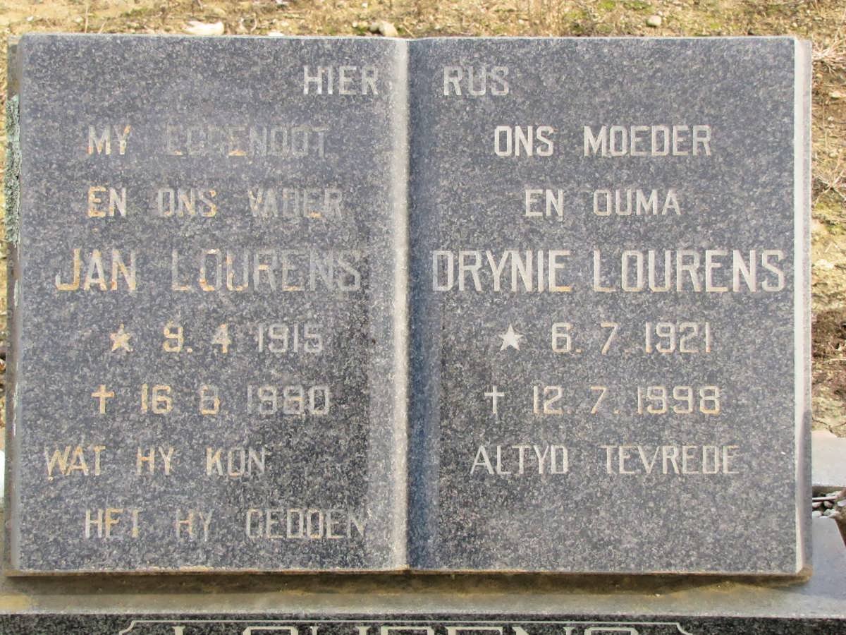 LOURENS Jan 1915-1980 &amp; Drynie 1921-1998