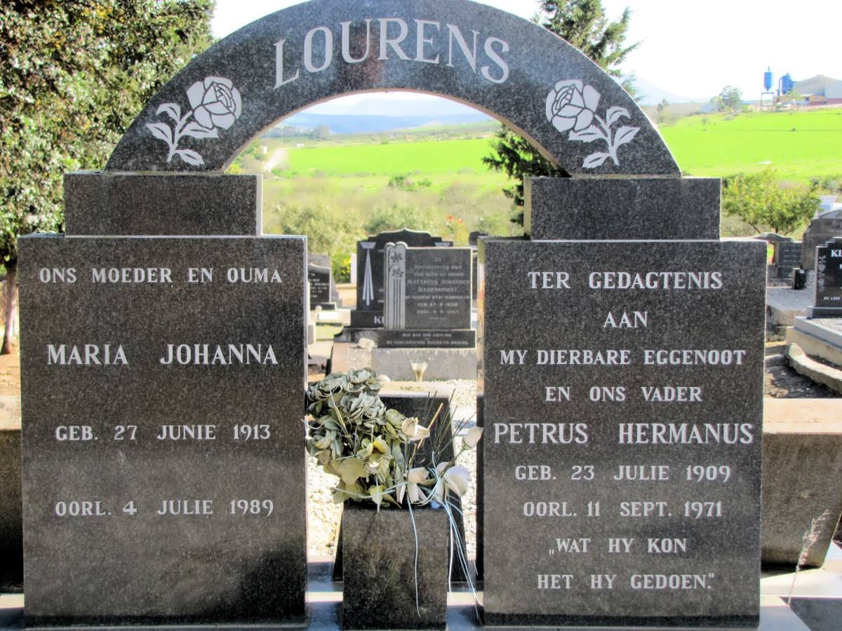 LOURENS Petrus Hermanus 1909-1971 &amp; Maria Johanna 1913-1989