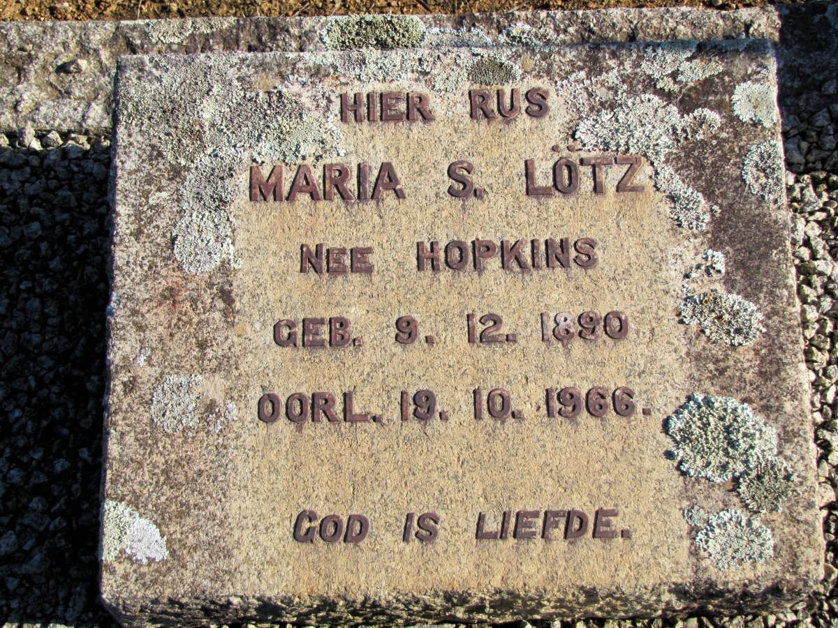 LOTZ Maria S. geb HOPKINS 1890-1966