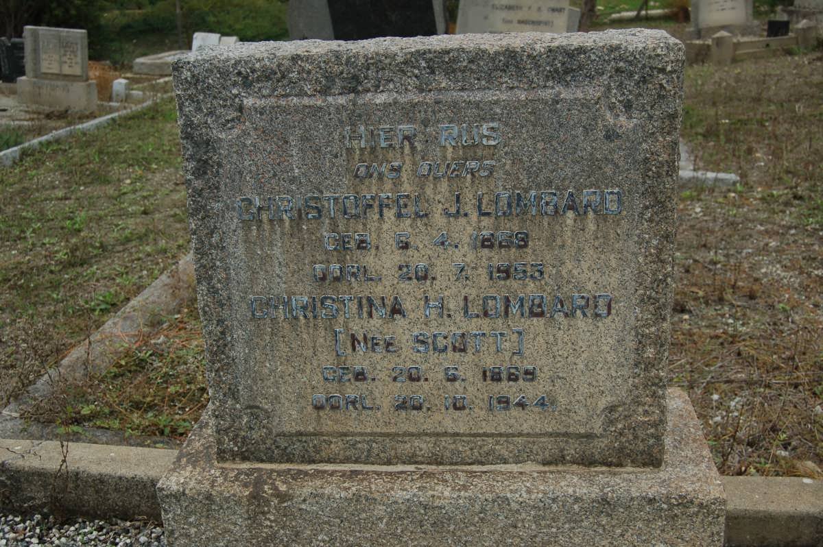 LOMBARD Christoffel J. 1869-1955 &amp; Christina H. SCOTT 1869-1944