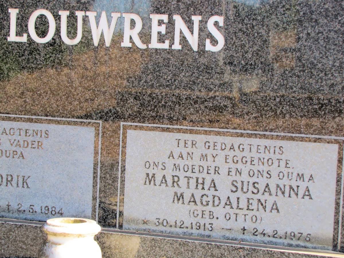 LOUWRENS Hendrik 1903-1984 &amp; Martha Susanna Magdalena OTTO 1913-1975
