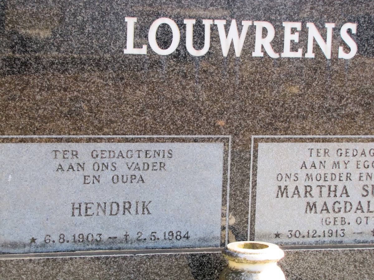 LOUWRENS Hendrik 1903-1984 &amp; Martha Susanna Magdalena OTTO 1913-1975