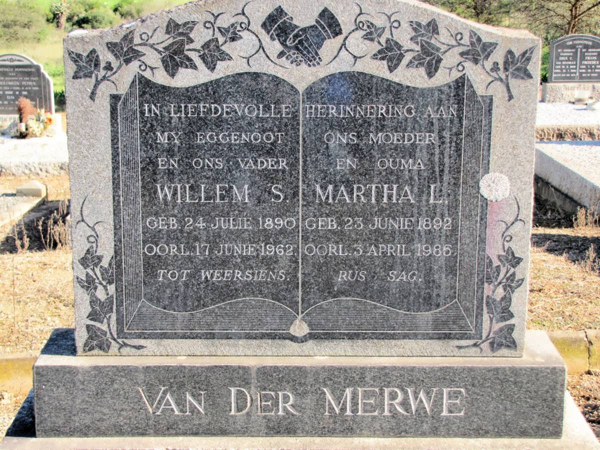 MERWE Willem S., van der 1890-1962 &amp; Martha L. 1892-1985