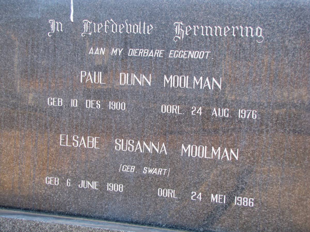 MOOLMAN Paul Dunn 1900-1976 &amp; Elsabe Susanna SWART 1908-1986