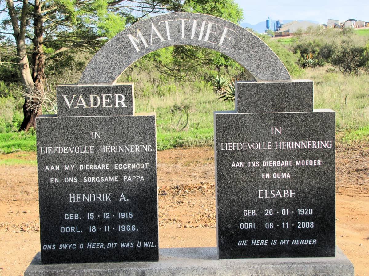MATTHEE Hendrik A. 1915-1966 &amp; Elsabe 1920-2008