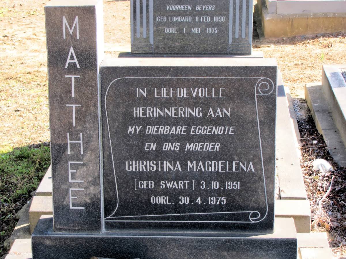 MATHEE Christina Magdalena nee SWART 1951-1975