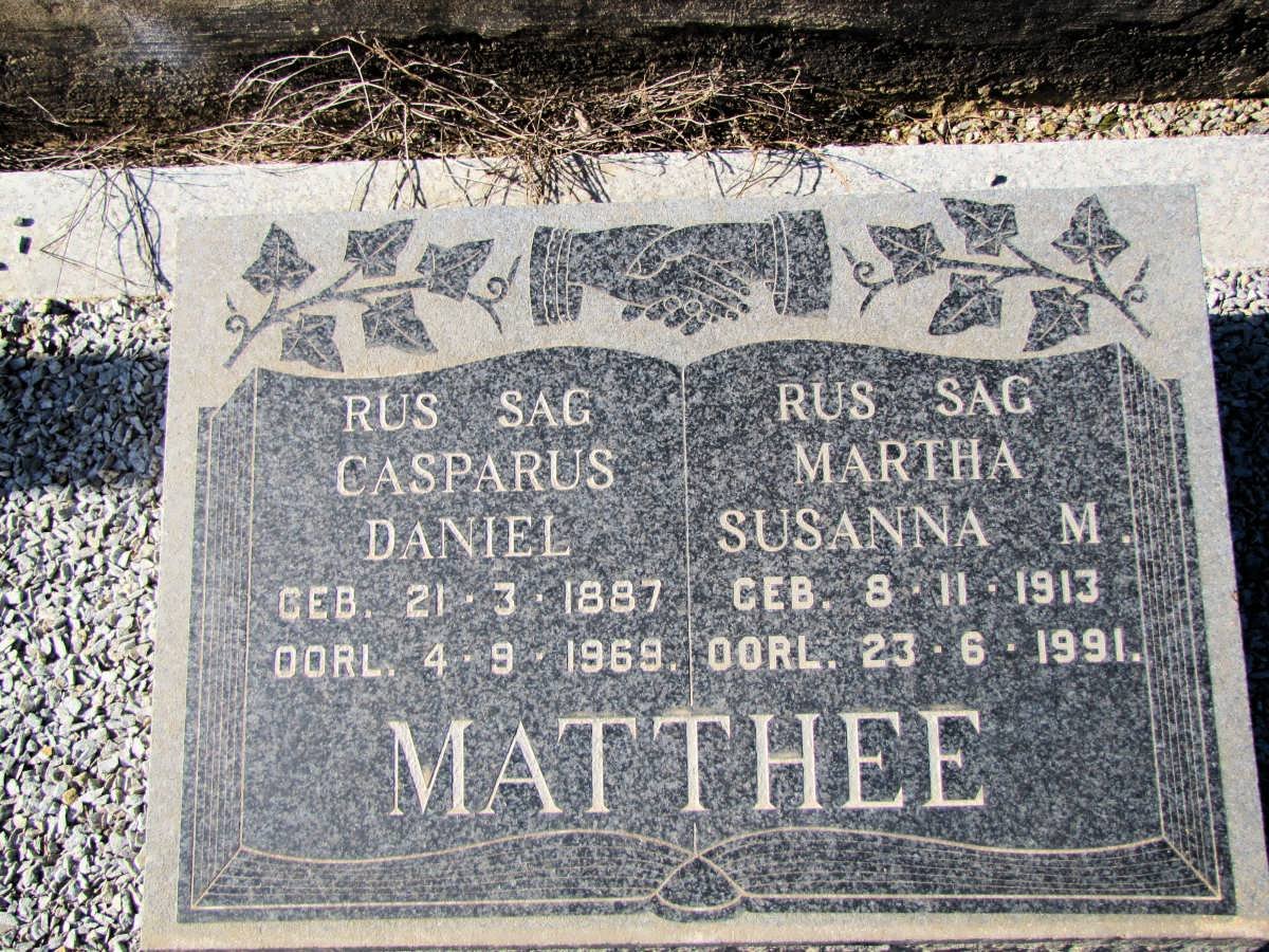 MATTHEE Casparus Daniel 1887-1969 &amp; Martha Susanna M. 1913-1991