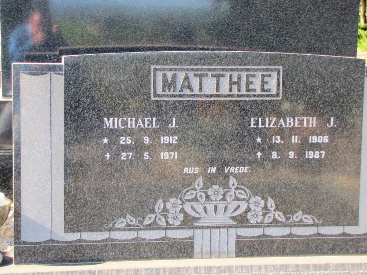 MATTHEE Michael J. 1912-1981 &amp; Elizabeth J. 1906-1987