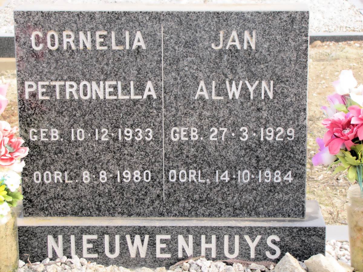 NIEUWENHUYS Jan Alwyn 1929-1984 &amp; Cornelia Petronella 1933-1980