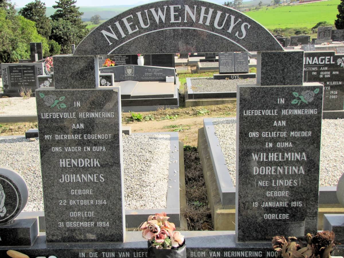 NIEUWENHUYS Hendrik Johannes 1914-1994 &amp; Wilhelmina Dorentina LINDES 1915-