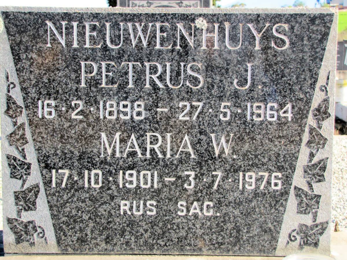 NIEUWENHUYS Petrus J. 1898-1964 &amp; Maria W. 1901-1976