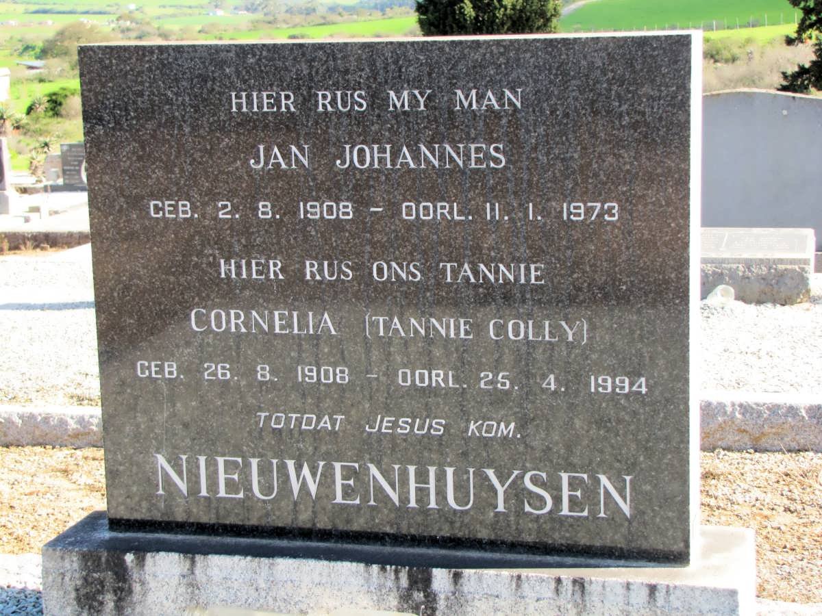 NIEUWENHUYSEN Jan Johannes 1908-1973 &amp; Cornelia 1908-1994