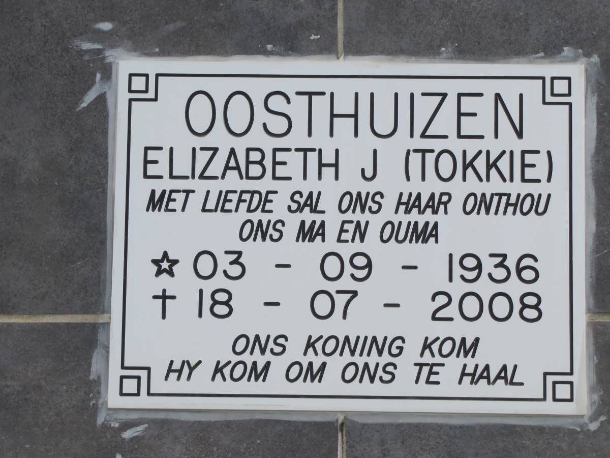 OOSTHUIZEN Elizabeth J. 1936-2008