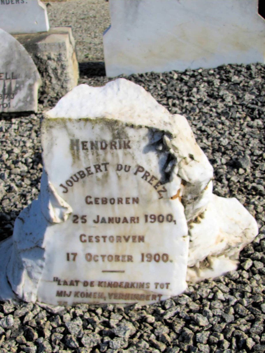 PREEZ Hendrik Joubert, du 1900-1900
