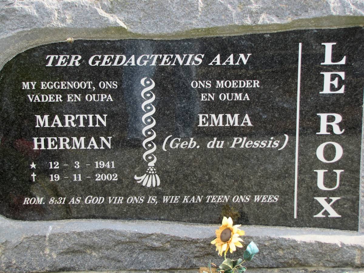 ROUX Martin Herman, Le 1941-2002 &amp; Emma du PLESSIS 