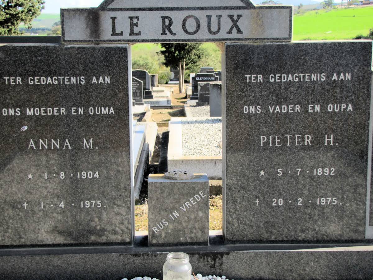ROUX Pieter H., le 1892-1975 &amp; Anna M. 1904-1975