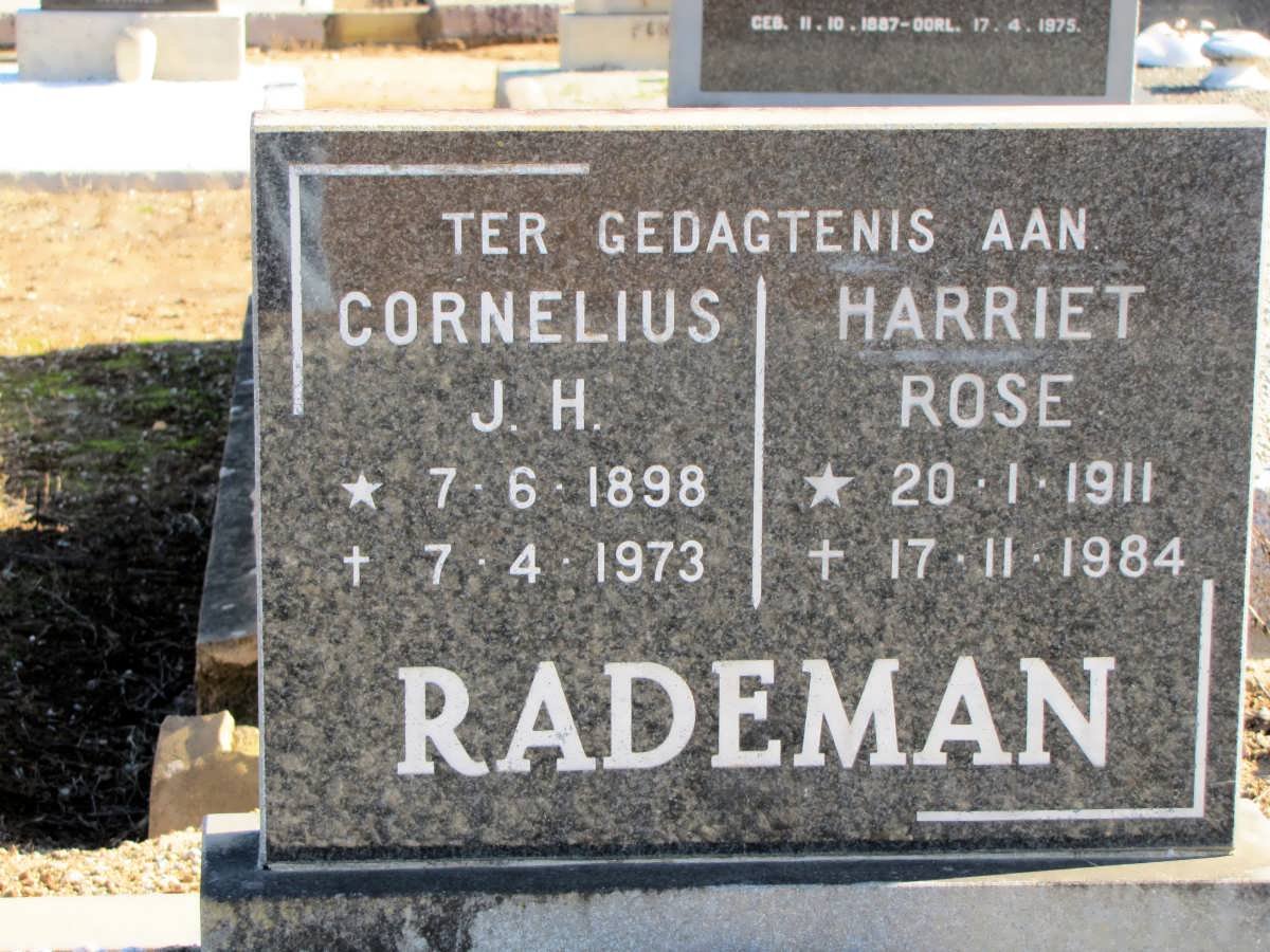 RADEMAN Cornelius J.H. 1898-1973 &amp; Harriet Rose 1911-1986