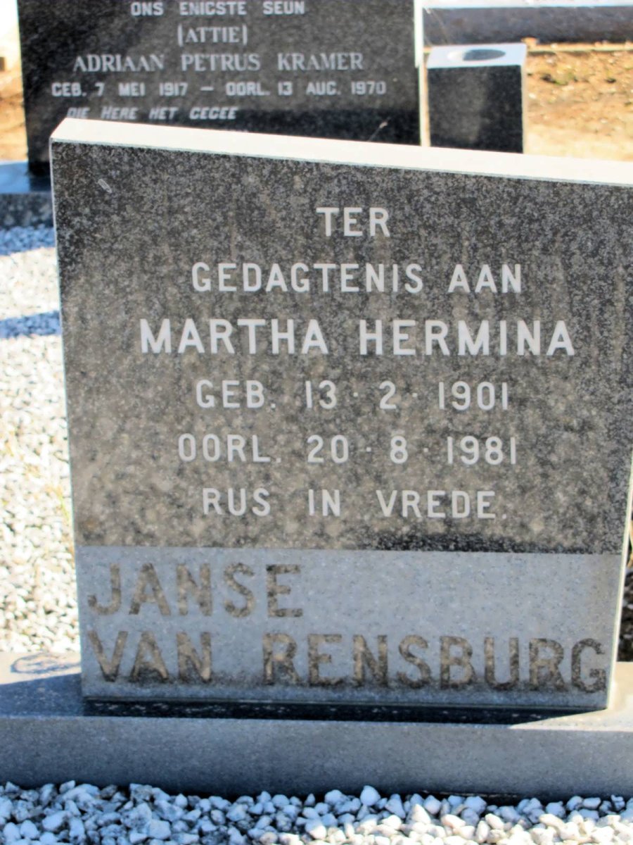 RENSBURG Martha Hermina, Janse van 1901-1981