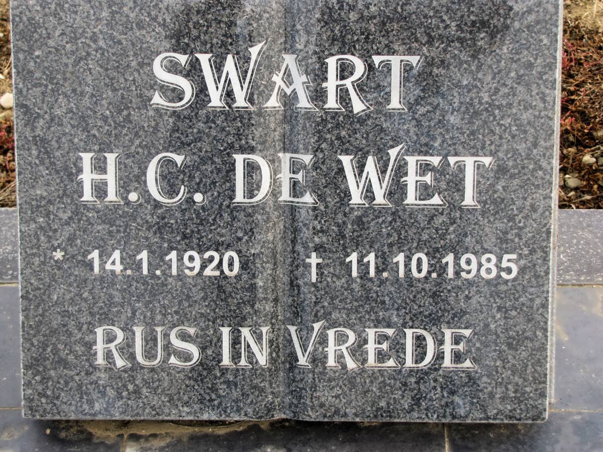 SWART H.C. de Wet 1920-1985