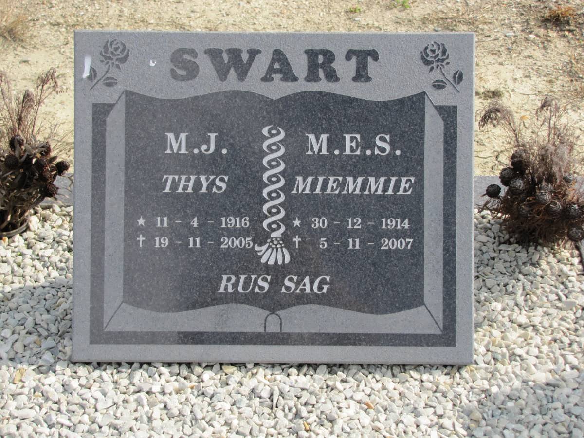 SWART M.J. 1916-2005 &amp; M.E.S. 1914-2007