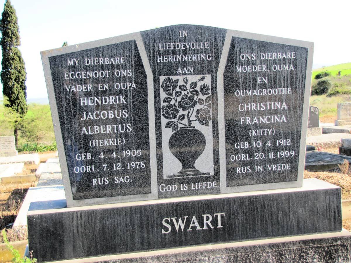 SWART Hendrik Jacobus Albertus 1905-1978 &amp; Christina Francina 1912-1999