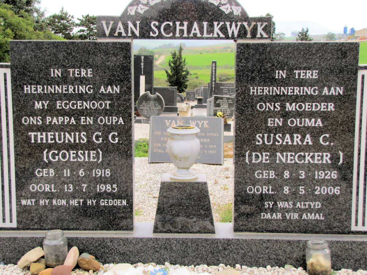 SCHALKWYK Theunis G.G., van 1918-1985 &amp; Susara C. DE NECKER 1926-2006 