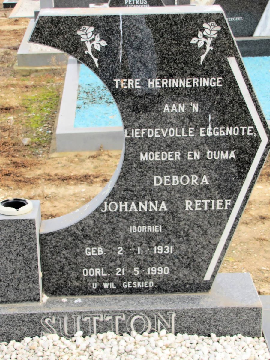 SUTTON Debora Johanna Retief 1931-1990