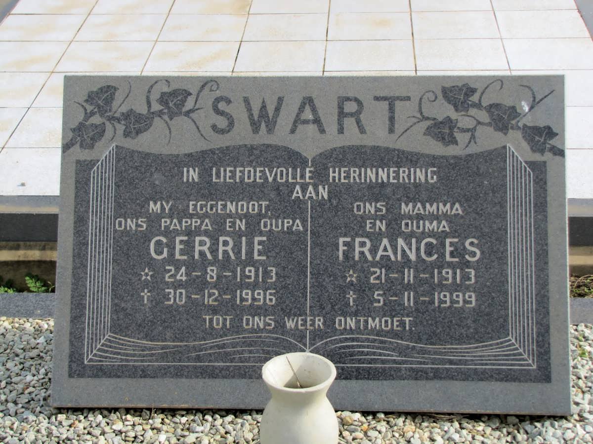 SWART Gerrie 1913-1996 &amp; Frances 1913-1999