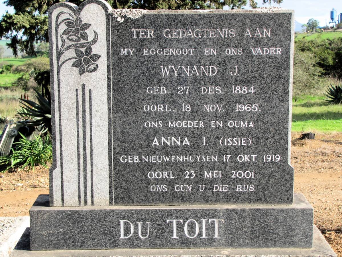 TOIT Wynand J. 1884-1965 &amp; Anna I. NIEUWENHUYSEN 1919-2001