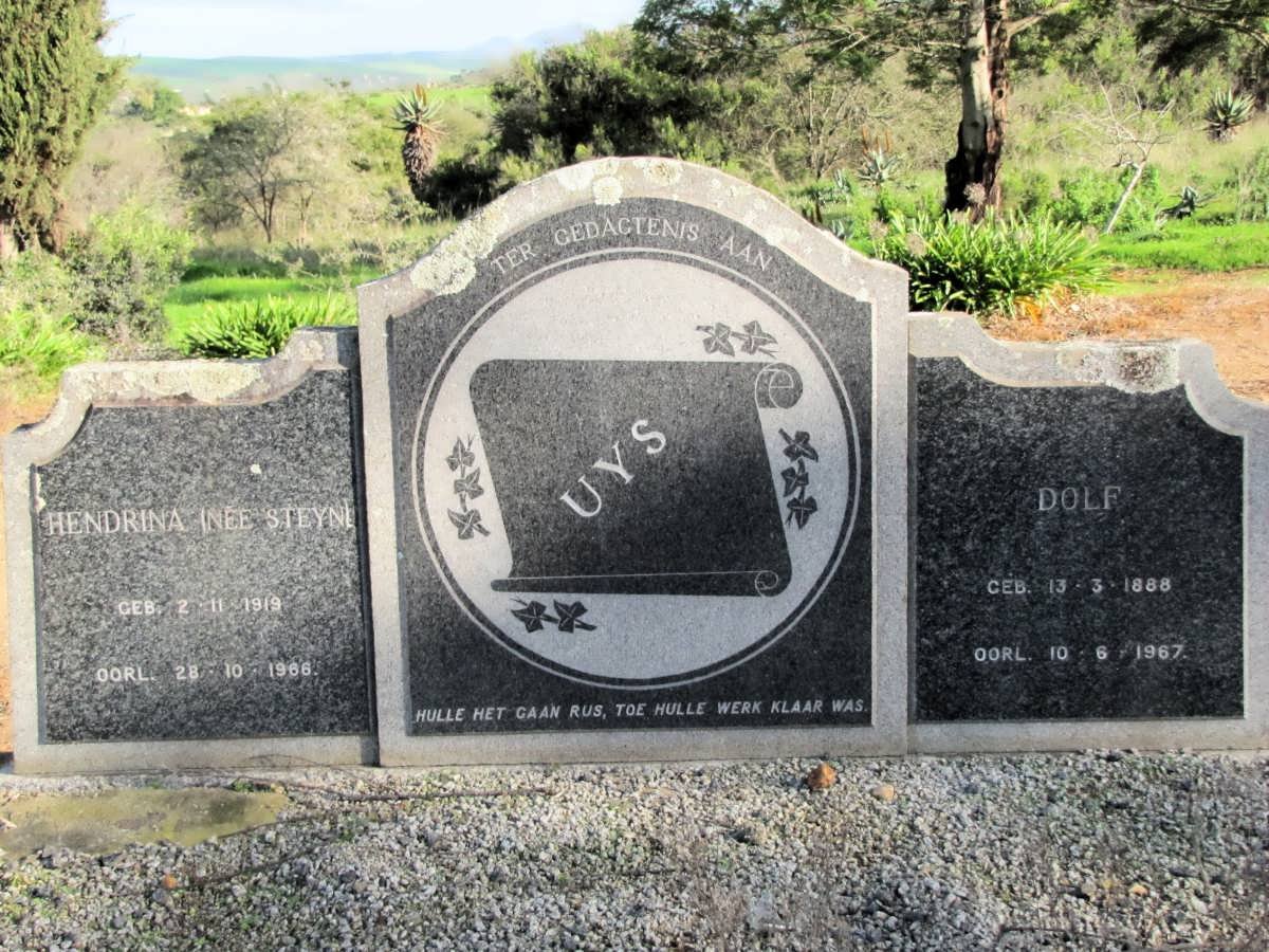 UYS Dolf 1888-1967 &amp; Hendrina STEYN 1919-1966