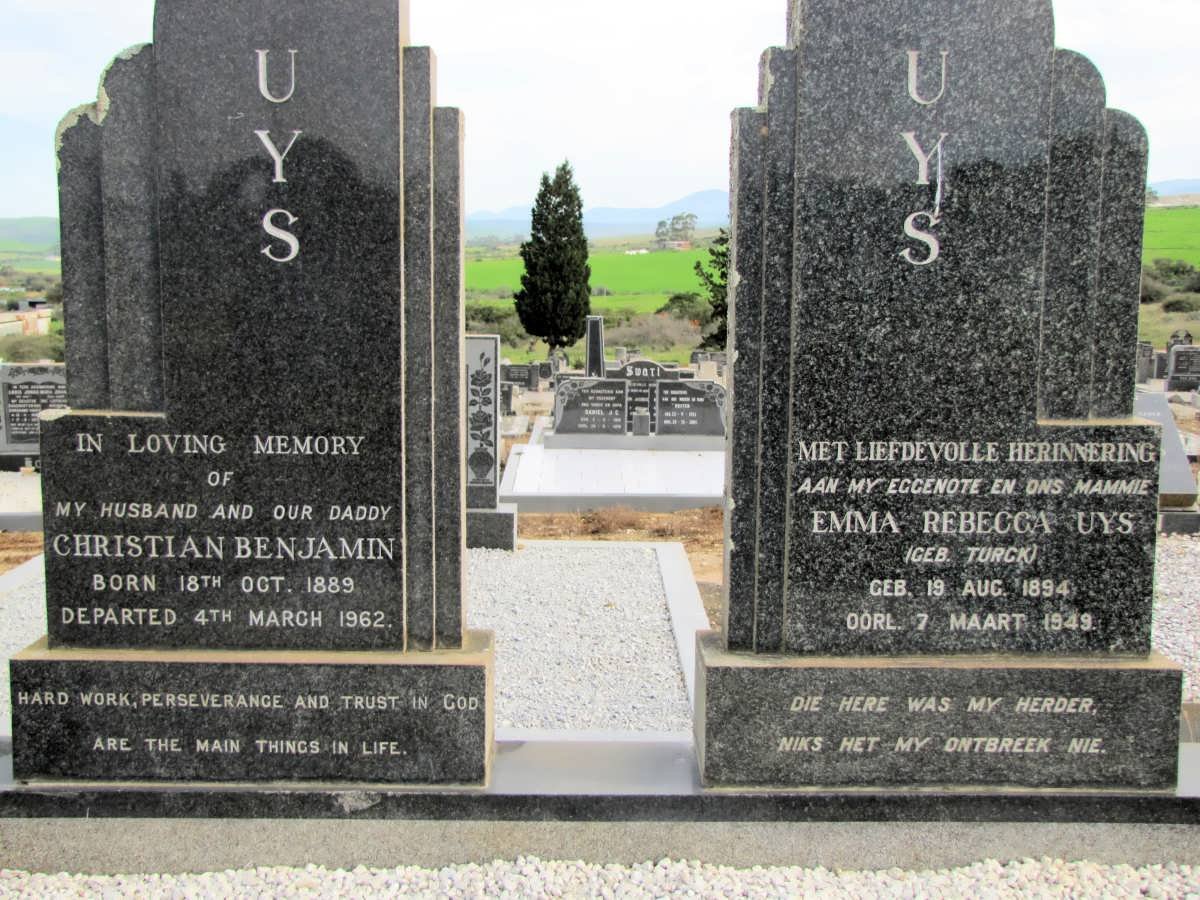 UYS Christian Benjamin 1889-1962 &amp; Emma Rebecca TURCK 1894-1949