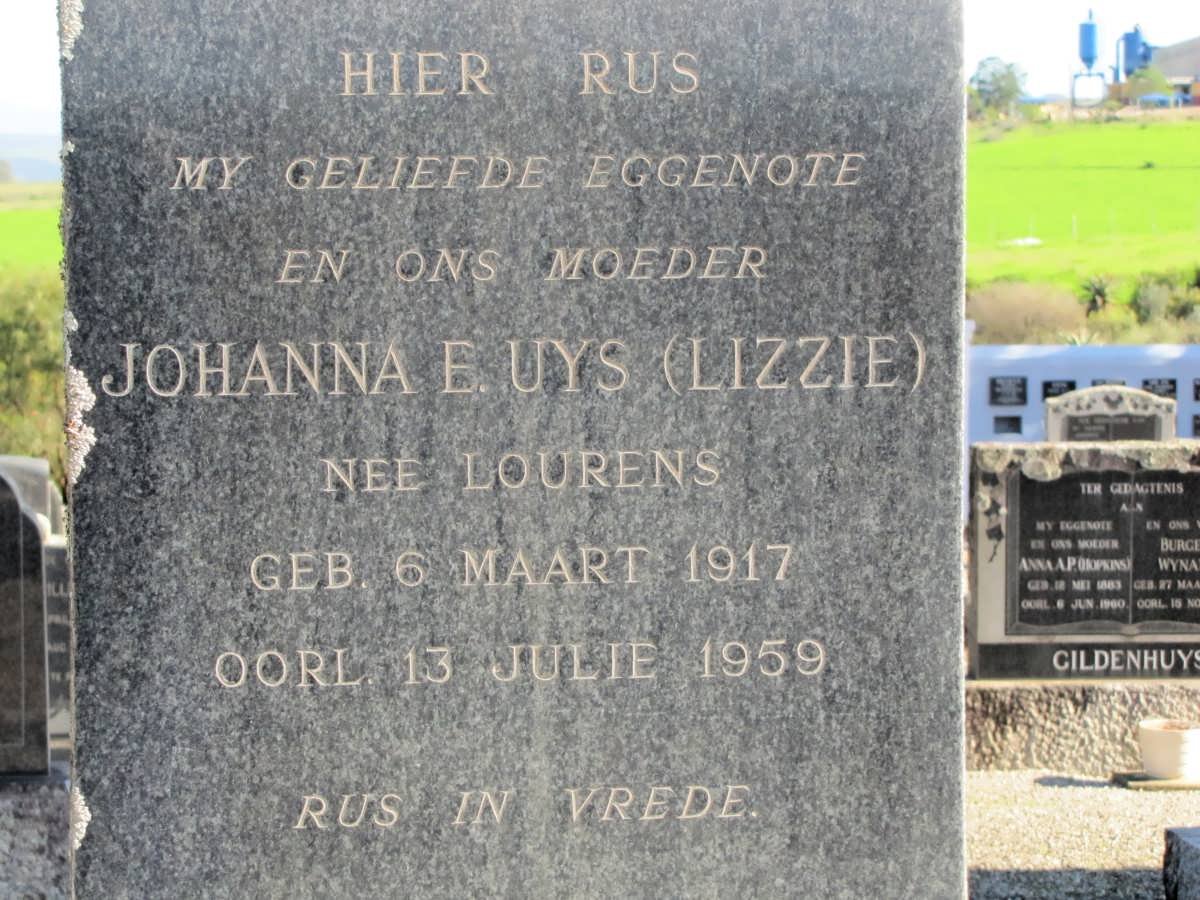 UYS Johanna E.geb LOURENS 1917-1959