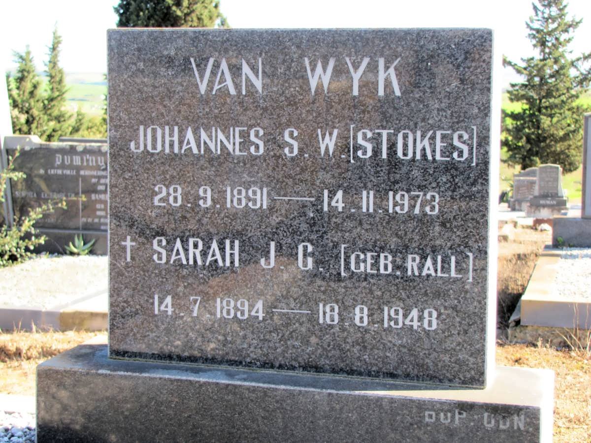 WYK Johannes S.W., van 1891-1973 &amp; Sarah J.G. RALL 1894-1948 