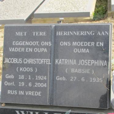WILLEMSE Jacobus Christoffel 1924-2004 &amp; Katrina Josephina 1935-