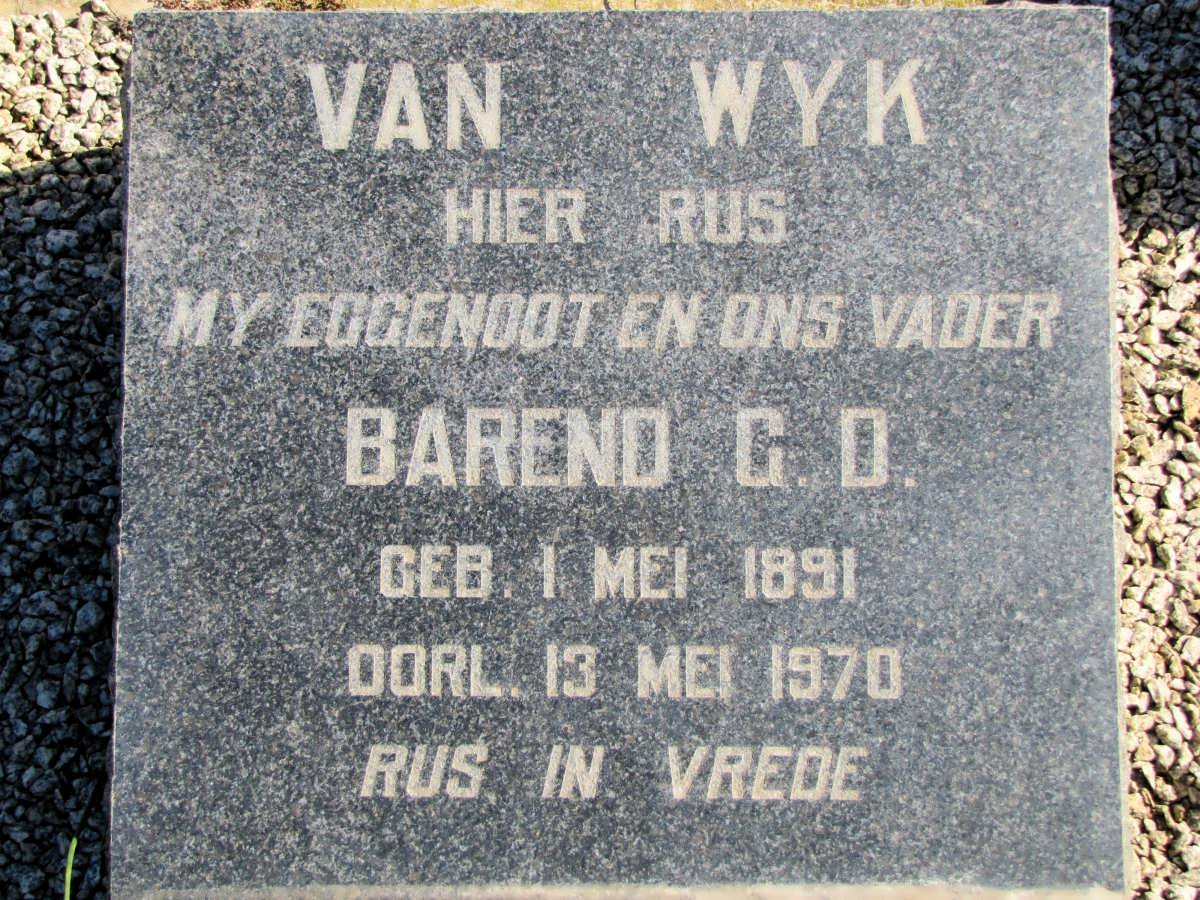 WYK Barend G.D., van 1891-1970 