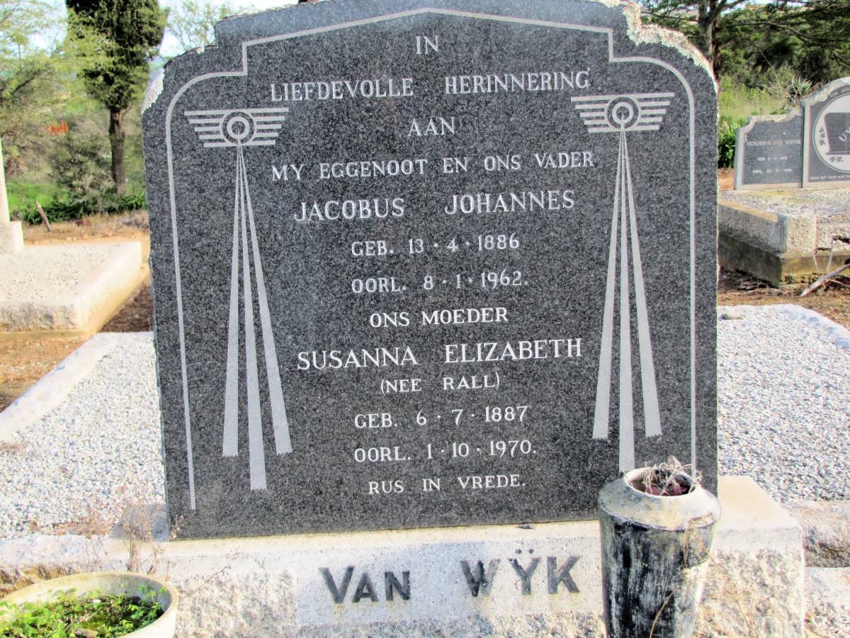 WYK Jacobus Johannes, van 1886-1962 &amp; Susanna Elizabeth RALL 1887-1970