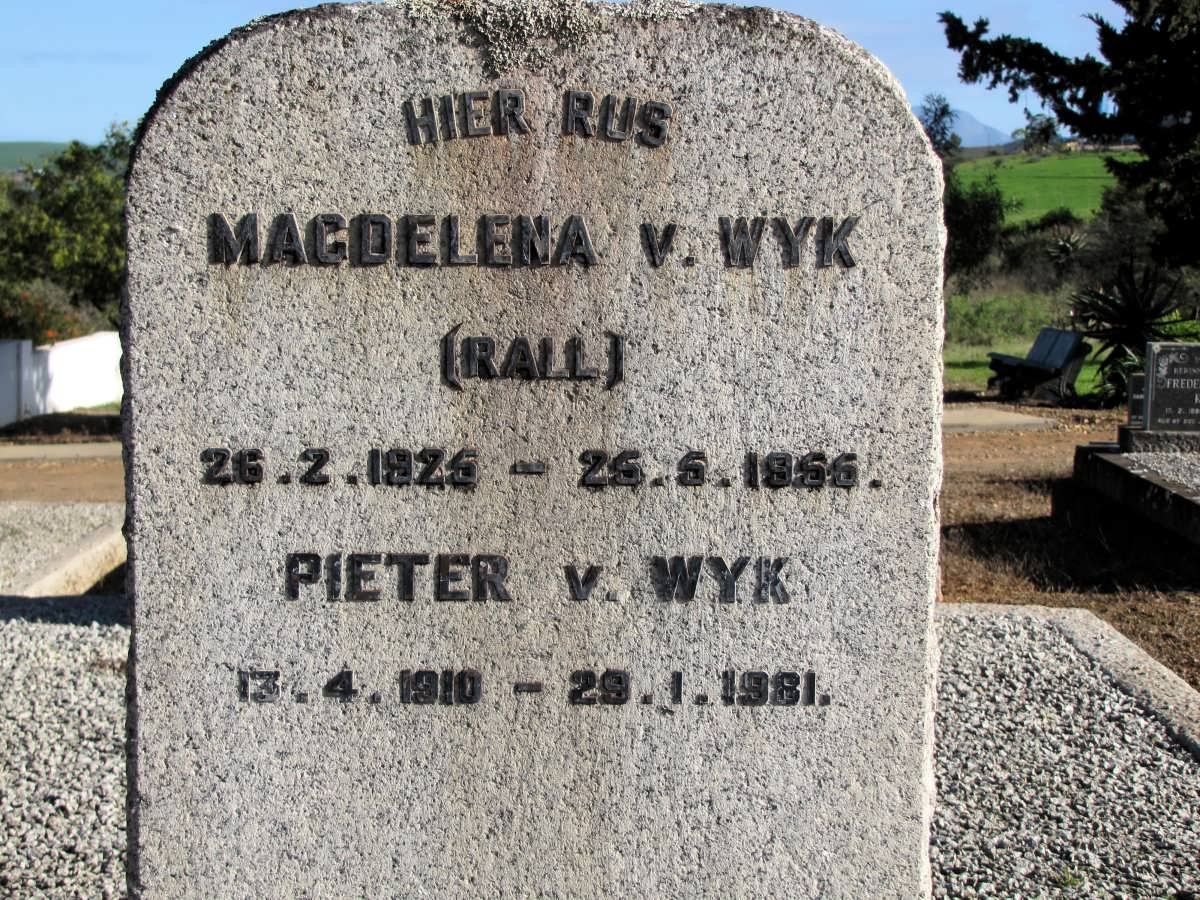 WYK Pieter, van 1910-1981 &amp; Magdalena RALL 1925-1955