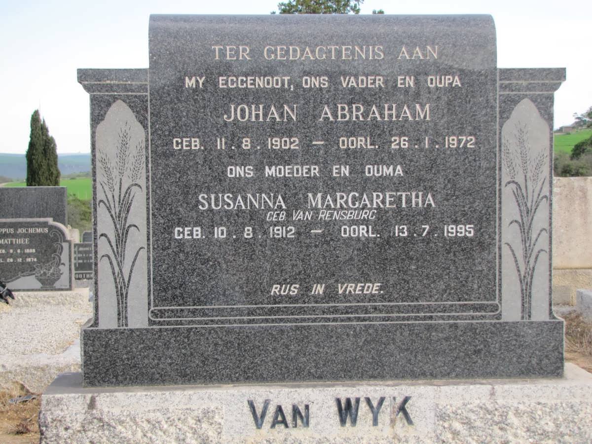 WYK Johan Abraham 1902-1972 &amp; Susanna Margaretha van RENSBURG 1912-1995